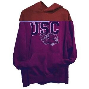 Vintage 90s USC Trojans Russell Athletic Hoodie Large Red Pullover Embroidered